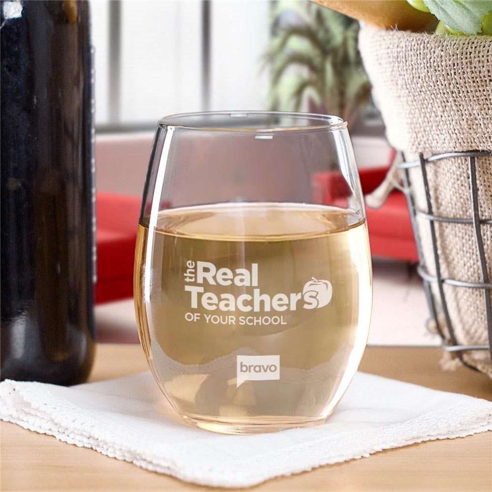 The Real Housewives Real Teachers Personalized Laser Engraved Stemless Wine Glass