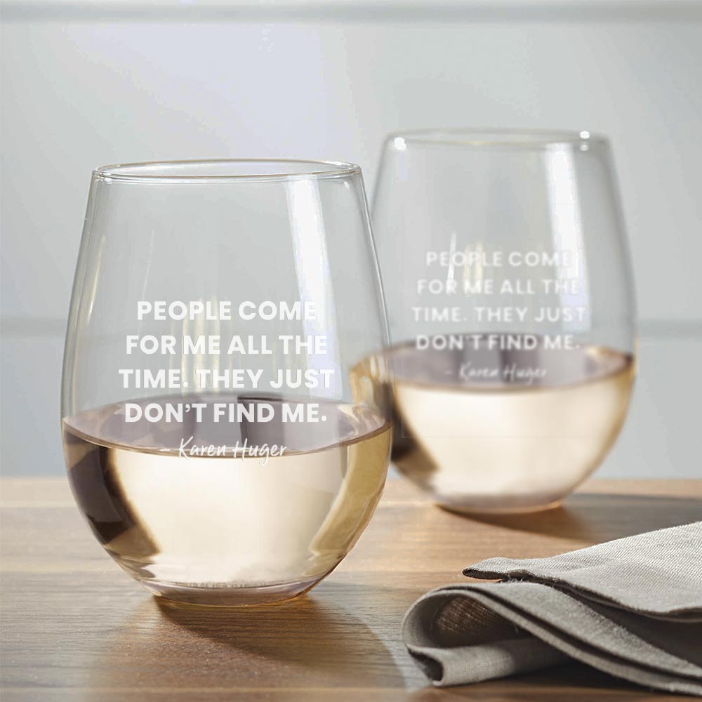 The Real Housewives of Potomac They Just Don't Find Me Karen Huger Laser Engraved Stemless Wine Glass - Set of 2