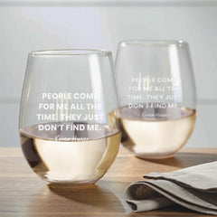 The Real Housewives of Potomac They Just Don't Find Me Karen Huger Laser Engraved Stemless Wine Glass - Set of 2