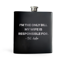 The Real Housewives of New Jersey Bill Aydin Tagline Laser Engraved Flask