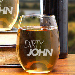 Dirty John Logo Steamless Wine Glass - Set of 2