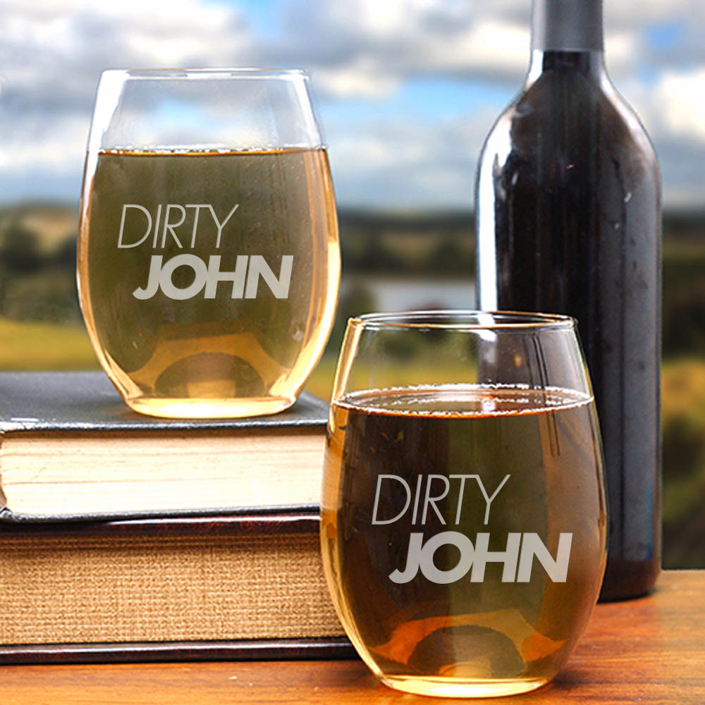 Dirty John Logo Steamless Wine Glass - Set of 2