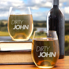 Dirty John Logo Steamless Wine Glass - Set of 2