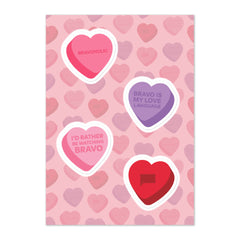 Bravo Conversation Hearts Sticker Sheet