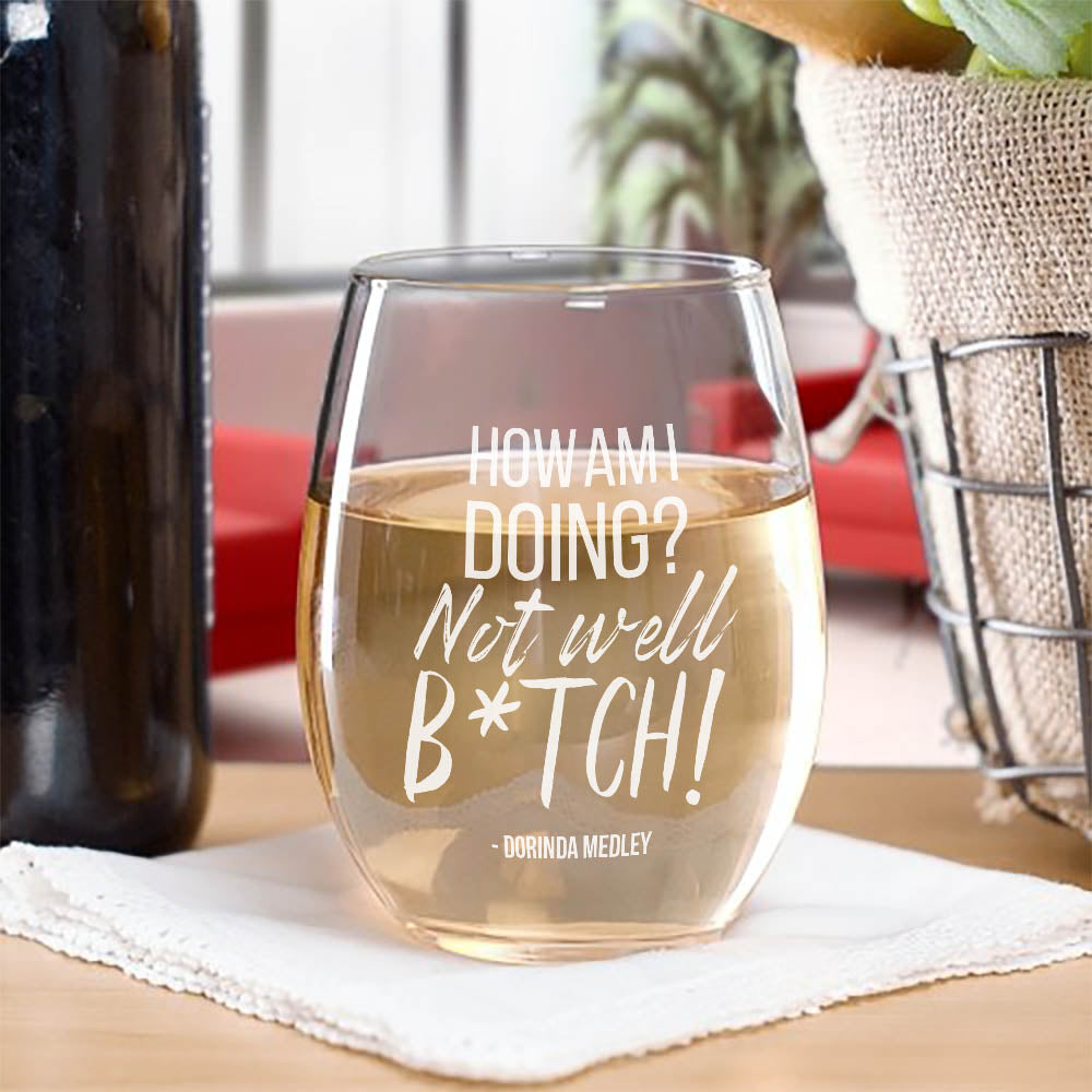 The Real Housewives of New York City How am I Doing? Dorinda Stemless Wine Glass