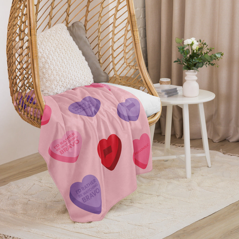 Bravo Conversation Hearts Sherpa Blanket