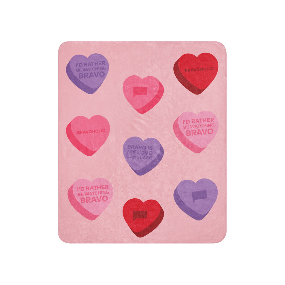 Bravo Conversation Hearts Sherpa Blanket