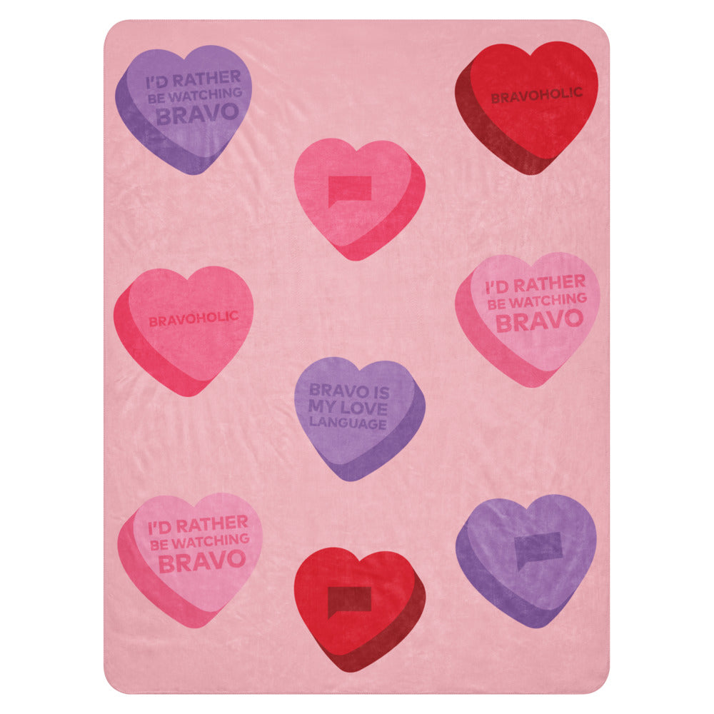 Bravo Conversation Hearts Sherpa Blanket