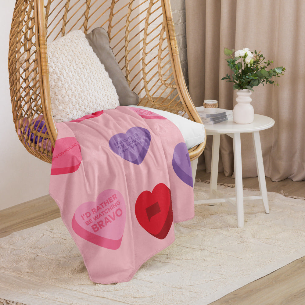 Bravo Conversation Hearts Sherpa Blanket